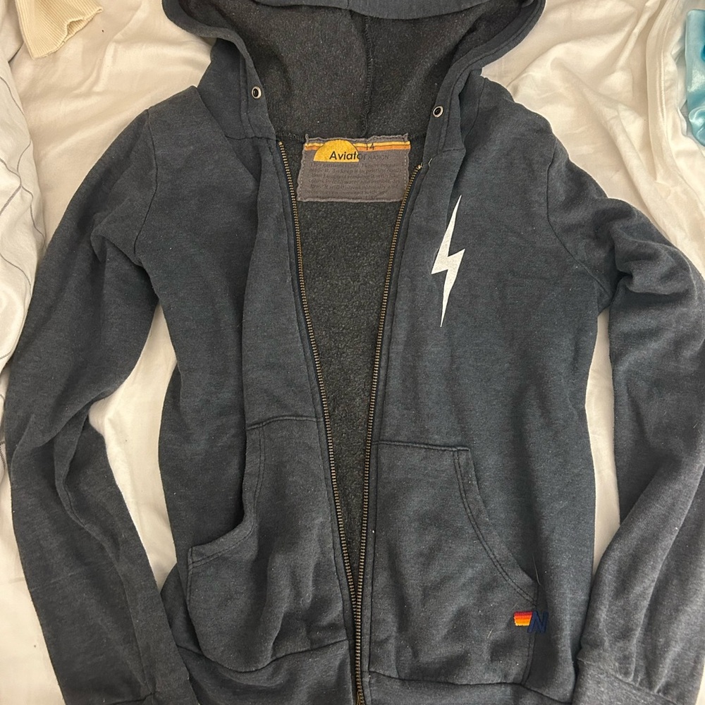 Aviator Nation charcoal zip up hoodie